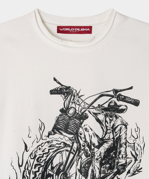 WORLDDILEMA（ワールドジレンマ）の「Hand Drawing Ghost Rider Printing T-Shirts (White)（Tシャツ/カットソー・レディース・その他・FREE）」の5枚目の写真