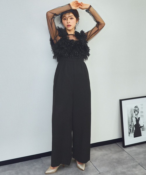 girl(ガール)の「ボリュームチュールオールインワンドレス チュールフリルベスト シアーインナー オールインワン 3点セット 結婚式 パンツドレス パーティードレス オケージョンドレス お呼ばれ 二次会 成人式 同窓会 謝恩会《着用動画あり》(パンツドレス・レディース・チャコールグレー/ブラック×シルバー/ベージュ×ブラック・S/M/L)」の9枚目の写真