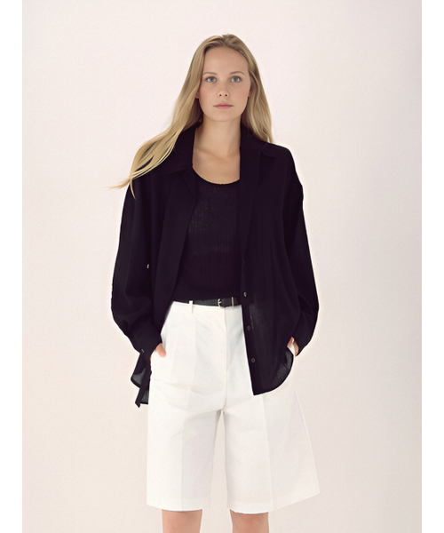 ACUD（アクド）の「Linen Rib Sleeveless Knit _Black（Tシャツ/カットソー・レディース・ブラック・FREE）」の5枚目の写真