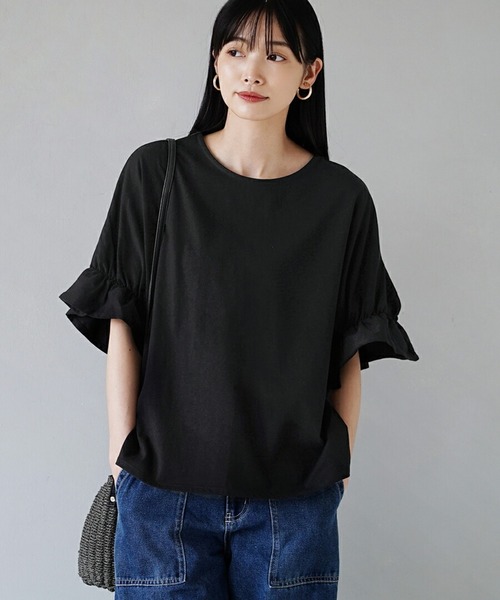 e-zakkamania stores(イーザッカマニアストアーズ)の「キャンディースリーブ カットソー(Tシャツ/カットソー・レディース・スモークピンク/アイボリー/ブラック・M)」の8枚目の写真