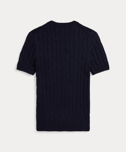POLO RALPH LAUREN(ポロ ラルフ ローレン)の「ケーブルニット コットン ショートスリーブ セーター(ニット/セーター・レディース・ブルー・S/M/XS/L/XL)」の2枚目の写真