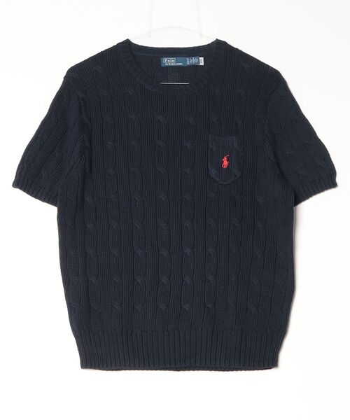 POLO RALPH LAUREN(ポロ ラルフ ローレン)の「ケーブルニット コットン ショートスリーブ セーター(ニット/セーター・レディース・ブルー・S/M/XS/L/XL)」の3枚目の写真