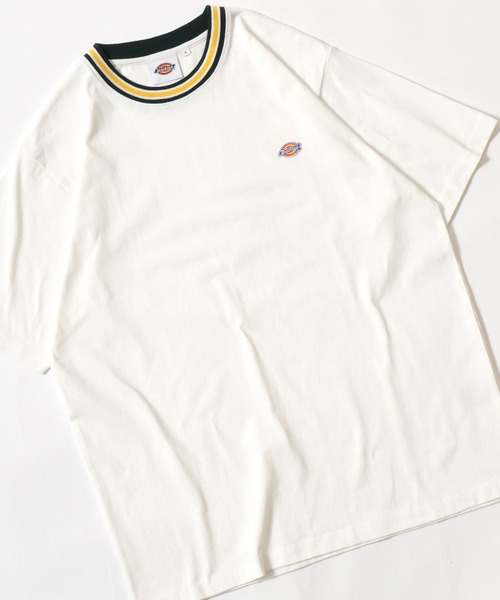 Dickies(ディッキーズ)の「Dickies(ディッキーズ)ワンポイント刺繍Tシャツ 無地 リンガー配色/ビッグシルエット ユニセックス(Tシャツ/カットソー・メンズ・ネイビー系1/ホワイト系その他/ブラック系その他/ダークグリーン/ブラック/ダークグリーン系1/ネイビー/ホワイト・M/XL/L)」の3枚目の写真