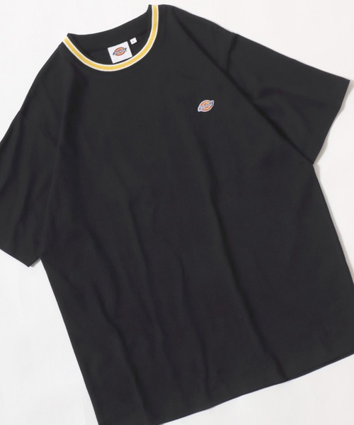 Dickies(ディッキーズ)の「Dickies(ディッキーズ)ワンポイント刺繍Tシャツ 無地 リンガー配色/ビッグシルエット ユニセックス(Tシャツ/カットソー・メンズ・ネイビー系1/ホワイト系その他/ブラック系その他/ダークグリーン/ブラック/ダークグリーン系1/ネイビー/ホワイト・M/XL/L)」の1枚目の写真