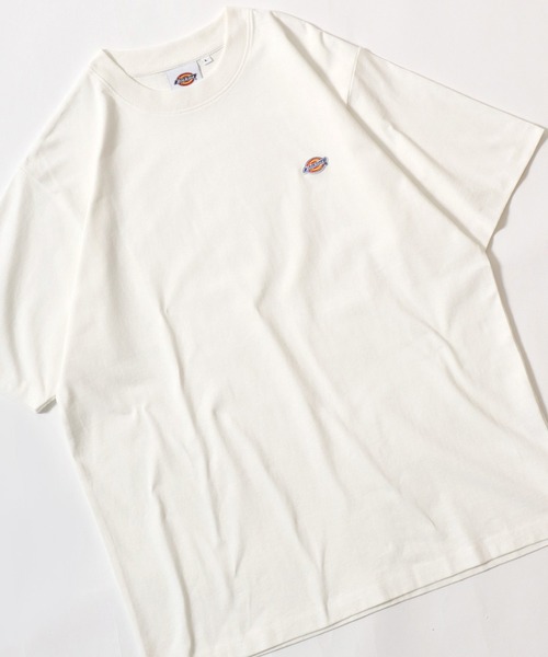 Dickies(ディッキーズ)の「Dickies(ディッキーズ)ワンポイント刺繍Tシャツ 無地 リンガー配色/ビッグシルエット ユニセックス(Tシャツ/カットソー・メンズ・ネイビー系1/ホワイト系その他/ブラック系その他/ダークグリーン/ブラック/ダークグリーン系1/ネイビー/ホワイト・M/XL/L)」の2枚目の写真