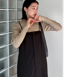 メタリックリブニット