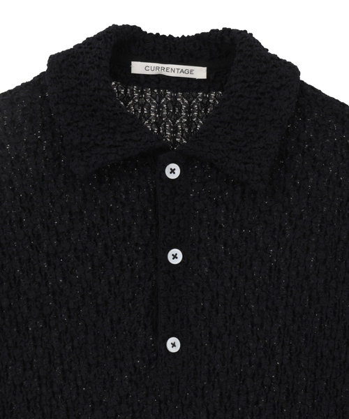 CURRENTAGE(カレンテージ)の「Raschel lace polo(MEN'S)(ポロシャツ・メンズ・ブルー/ブラック・4/3)」の7枚目の写真