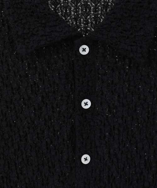 CURRENTAGE(カレンテージ)の「Raschel lace polo(MEN'S)(ポロシャツ・メンズ・ブルー/ブラック・4/3)」の4枚目の写真