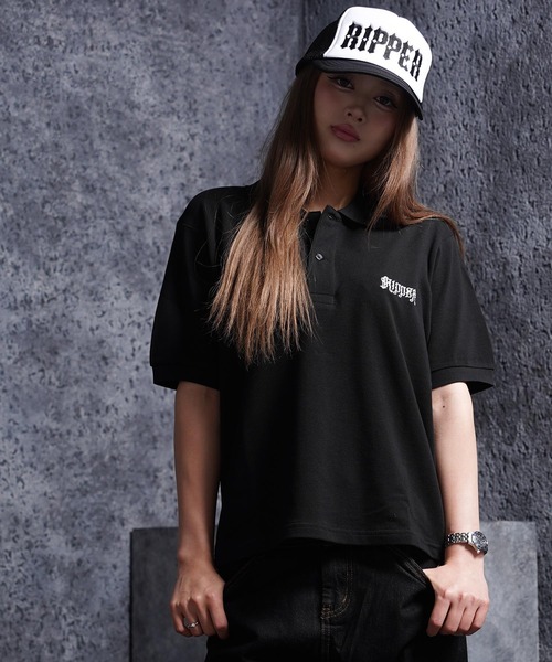 RIPPER(リッパー)の「【RIPPER】クラシック クロップド ポロシャツ / Classic Cropped Polo Shirt / 短丈 ボックスシルエット(ポロシャツ・メンズ・ブラック×グレー/ブラック×ホワイト/ブラック系・S/M/L/XL)」の20枚目の写真