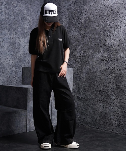 RIPPER(リッパー)の「【RIPPER】クラシック クロップド ポロシャツ / Classic Cropped Polo Shirt / 短丈 ボックスシルエット(ポロシャツ・メンズ・ブラック×グレー/ブラック×ホワイト/ブラック系・S/M/L/XL)」の21枚目の写真