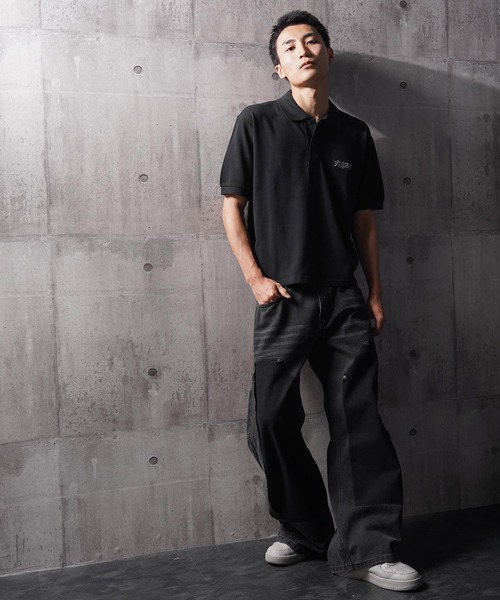 RIPPER(リッパー)の「【RIPPER】クラシック クロップド ポロシャツ / Classic Cropped Polo Shirt / 短丈 ボックスシルエット(ポロシャツ・メンズ・ブラック×グレー/ブラック×ホワイト/ブラック系・S/M/L/XL)」の10枚目の写真