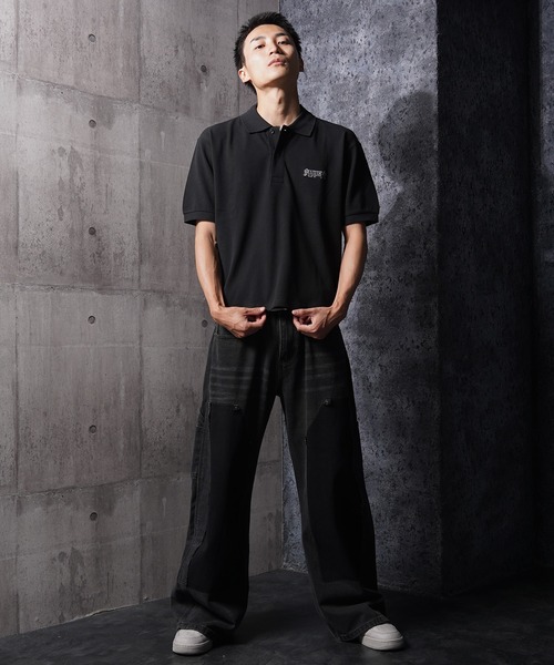 RIPPER(リッパー)の「【RIPPER】クラシック クロップド ポロシャツ / Classic Cropped Polo Shirt / 短丈 ボックスシルエット(ポロシャツ・メンズ・ブラック×グレー/ブラック×ホワイト/ブラック系・S/M/L/XL)」の7枚目の写真