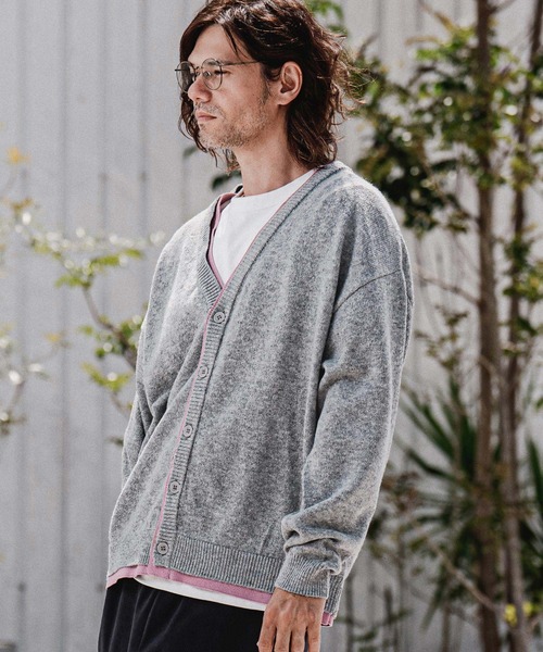 CAMBIO（カンビオ）の「mcg3857- ウールMIXレイヤードカーディガン（カーディガン/ボレロ・メンズ・グレー/ネイビー/ブラック・M/L/XL）」の12枚目の写真