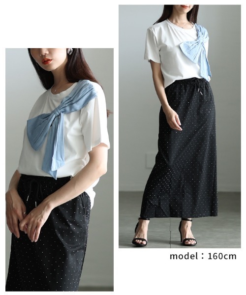 Sawa a la mode(サワアラモード)の「アシンメトリーリボンモチーフカットソー(Tシャツ/カットソー・レディース・ブラック/ホワイト・FREE)」の16枚目の写真
