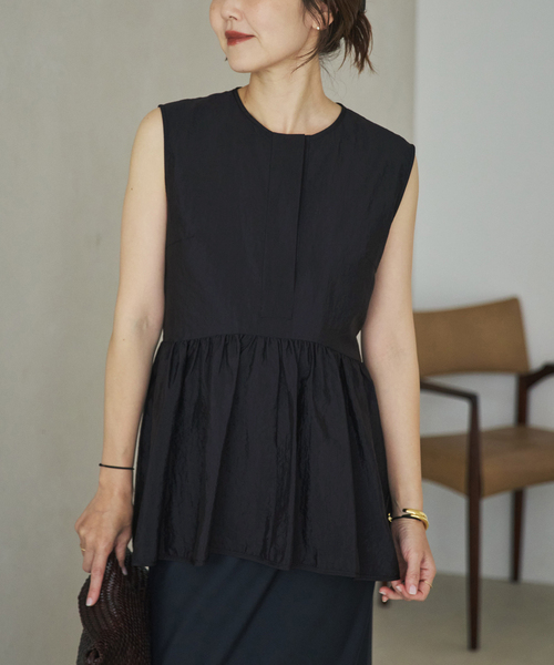 plage(プラージュ)の「PROTAGONISTA / プロタゴニスタ 別注 SIDE RBN WASHABLE SATIN ブラウス(シャツ/ブラウス・レディース・ブラック・FREE)」の1枚目の写真
