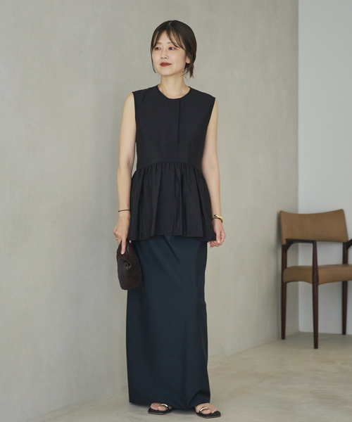 plage(プラージュ)の「PROTAGONISTA / プロタゴニスタ 別注 SIDE RBN WASHABLE SATIN ブラウス(シャツ/ブラウス・レディース・ブラック・FREE)」の2枚目の写真