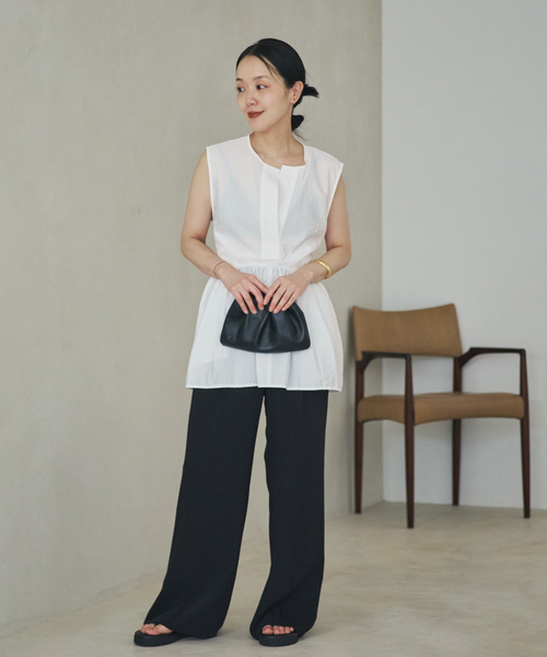 plage(プラージュ)の「PROTAGONISTA / プロタゴニスタ 別注 SIDE RBN WASHABLE SATIN ブラウス(シャツ/ブラウス・レディース・ブラック・FREE)」の3枚目の写真