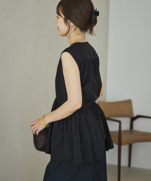 plage(プラージュ)の「PROTAGONISTA / プロタゴニスタ 別注 SIDE RBN WASHABLE SATIN ブラウス(シャツ/ブラウス・レディース・ブラック・FREE)」の9枚目の写真