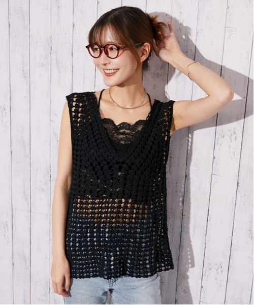 GORGE(ゴージ)の「《かぎ針編み・レースアップ》タンクトップ/ナチュラル×フェミカジュ/春夏/全3色(タンクトップ・レディース・ベージュ/オフホワイト/ブラック・F)」の17枚目の写真