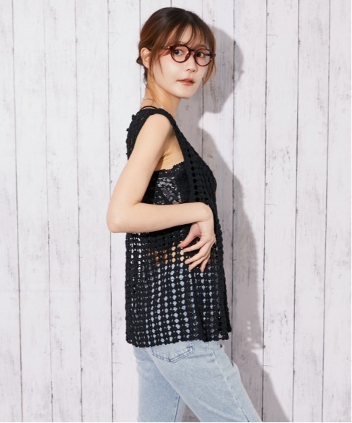GORGE(ゴージ)の「《かぎ針編み・レースアップ》タンクトップ/ナチュラル×フェミカジュ/春夏/全3色(タンクトップ・レディース・ベージュ/オフホワイト/ブラック・F)」の19枚目の写真
