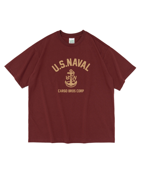 CARGOBROS(カーゴブロス)の「USN マリン 半袖Tシャツ (ワイン)(Tシャツ/カットソー・メンズ・その他・SMALL/MEDIUM/LARGE/X-LARGE/2XL)」の1枚目の写真