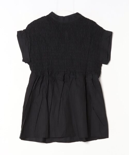 gossip!ロサンゼルス(ゴシップロサンゼルス)の「【2カラー展開】ハイネックシャーリングギャザー半袖チュニック(シャツ/ブラウス・レディース・ブラック/チェック・FREE)」の14枚目の写真