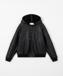 Hooded shearling jumper / BLACK