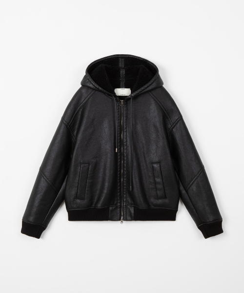 THEENDQUESTION(ジエンドクエスチョン)の「Hooded shearling jumper / BLACK(ライダースジャケット・レディース・その他・1/2)」の1枚目の写真