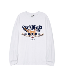 OUNDERR（オアンダーアール）の「HAPPY_CAT_オーバーサイズ_ロングスリーブ [ホワイト]（Tシャツ/カットソー）」