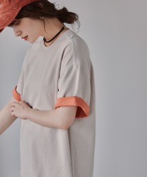 210nouve | バイカラー ロールアップ Tシャツ(Tシャツ/カットソー)