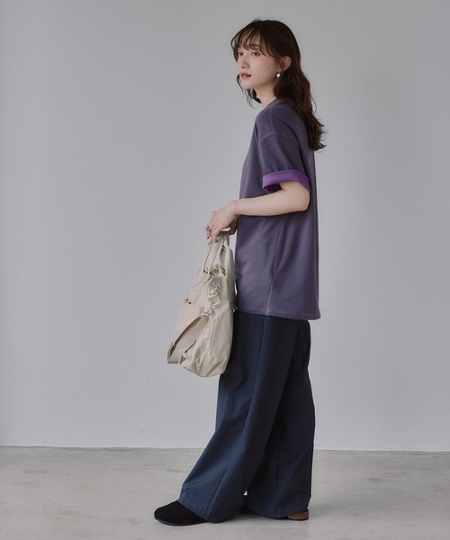 210nouve(トゥージュヌーブ)の「バイカラー ロールアップ Tシャツ(Tシャツ/カットソー・レディース・グレー/ベージュ/ネイビー・FREE)」の18枚目の写真