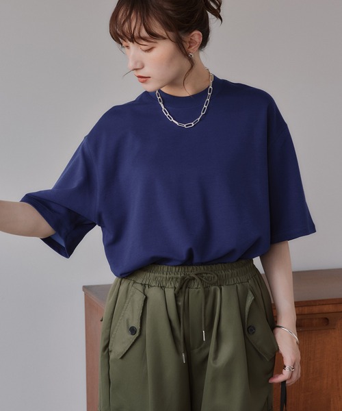 210nouve(トゥージュヌーブ)の「バイカラー ロールアップ Tシャツ(Tシャツ/カットソー・レディース・グレー/ベージュ/ネイビー・FREE)」の13枚目の写真