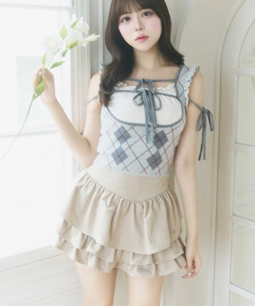 OLIVE des OLIVE(オリーブデオリーブ)の「【Belle Charme】Leyered Frill Skirt(スカート・レディース・ブラック/オフホワイト/ベージュ・FREE)」の2枚目の写真