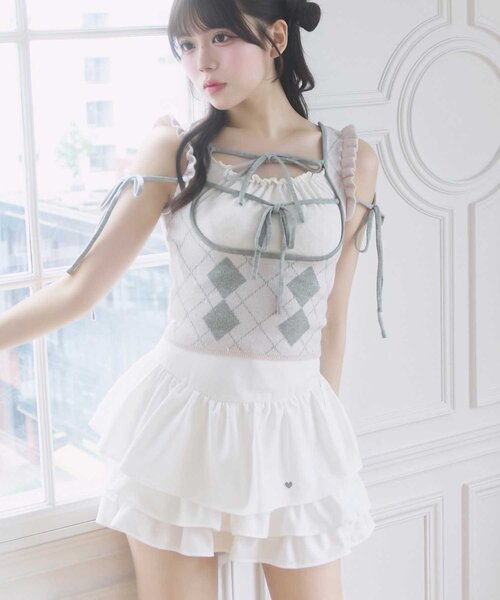 OLIVE des OLIVE(オリーブデオリーブ)の「【Belle Charme】Leyered Frill Skirt(スカート・レディース・ブラック/オフホワイト/ベージュ・FREE)」の5枚目の写真