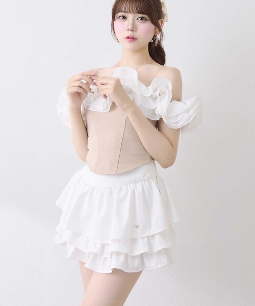OLIVE des OLIVE(オリーブデオリーブ)の「【Belle Charme】Leyered Frill Skirt(スカート・レディース・ブラック/オフホワイト/ベージュ・FREE)」の7枚目の写真