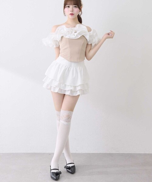 OLIVE des OLIVE(オリーブデオリーブ)の「【Belle Charme】Leyered Frill Skirt(スカート・レディース・ブラック/オフホワイト/ベージュ・FREE)」の8枚目の写真