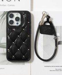 キルティング」に該当するスマホケース/カバー（ブラック/黒色系