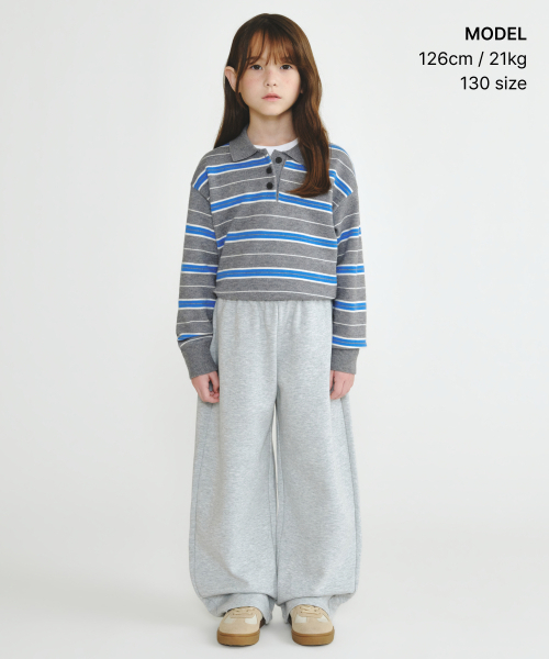 MUSINSA STANDARD KIDS（ムシンサスタンダードキッズ）の「ダブルニットカーブドスウェットパンツ [ミディアムグレー]（スウェットパンツ・レディース・その他・120/130/140/150/160）」の2枚目の写真