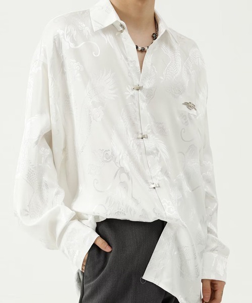 Ressaca(レサーカ)の「オーバーサイズメタルバックル和柄シャツ(シャツ/ブラウス・メンズ・ブラック/ホワイト・M/L)」の2枚目の写真