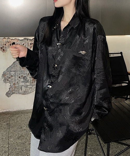 Ressaca(レサーカ)の「オーバーサイズメタルバックル和柄シャツ(シャツ/ブラウス・メンズ・ブラック/ホワイト・M/L)」の15枚目の写真