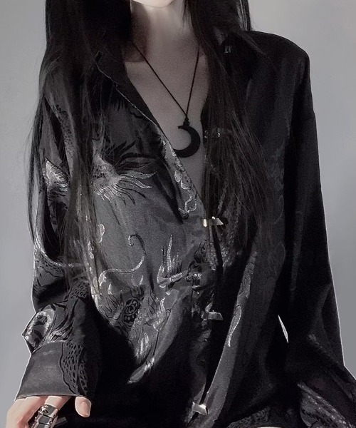 Ressaca(レサーカ)の「オーバーサイズメタルバックル和柄シャツ(シャツ/ブラウス・メンズ・ブラック/ホワイト・M/L)」の9枚目の写真