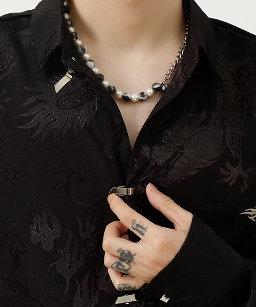 Ressaca(レサーカ)の「オーバーサイズメタルバックル和柄シャツ(シャツ/ブラウス・メンズ・ブラック/ホワイト・M/L)」の7枚目の写真
