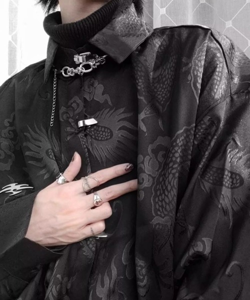 Ressaca(レサーカ)の「オーバーサイズメタルバックル和柄シャツ(シャツ/ブラウス・メンズ・ブラック/ホワイト・M/L)」の5枚目の写真