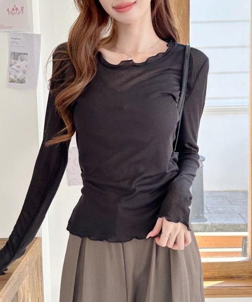 Ada.(エイダ)の「メロウフリル シアー ロングスリーブ カットソー(Tシャツ/カットソー・レディース・ブラック/ライトグリーン/グレー/アイボリー・FREE)」の17枚目の写真