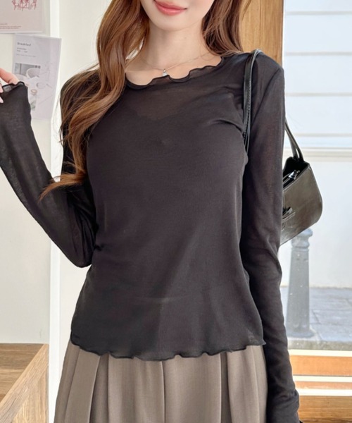 Ada.(エイダ)の「メロウフリル シアー ロングスリーブ カットソー(Tシャツ/カットソー・レディース・ブラック/ライトグリーン/グレー/アイボリー・FREE)」の18枚目の写真