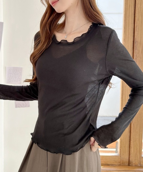Ada.(エイダ)の「メロウフリル シアー ロングスリーブ カットソー(Tシャツ/カットソー・レディース・ブラック/ライトグリーン/グレー/アイボリー・FREE)」の19枚目の写真