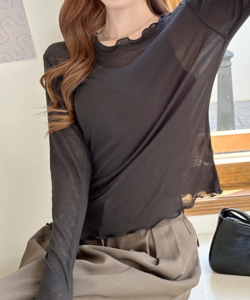 Ada.(エイダ)の「メロウフリル シアー ロングスリーブ カットソー(Tシャツ/カットソー・レディース・ブラック/ライトグリーン/グレー/アイボリー・FREE)」の20枚目の写真