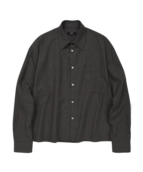 KANEITEI(カネイテイ)の「HERITAGE MINIMAL CROPPED CHECK SHIRTS (CHARCOAL)(シャツ/ブラウス・レディース・ダークグレー・MEDIUM/LARGE/X-LARGE)」の1枚目の写真