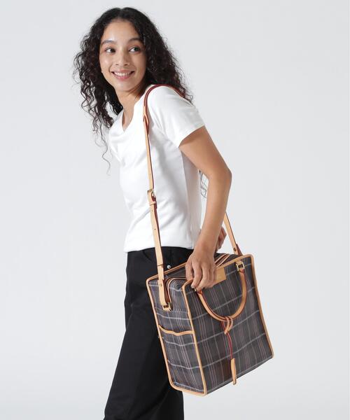 beautiful people(ビューティフルピープル)の「beautiful people/ビューティフルピープル/NOBLE POP PLAID TOTE BAG(トートバッグ・レディース・チャコールグレー/ブラウン系その他3・F)」の3枚目の写真