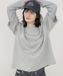 フェイクレイヤードロングTシャツ/レイヤードTシャツ フェイクレイヤードTシャツ ロングTシャツ ロンT 長袖Tシャツ 半袖Tシャツ ボーダーTシャツ 重ね着風 オーバーサイズ トップス 韓国ファッション ストリート カジュアル ノームコア デイリー 春服 秋服 冬服 グレー ブラック